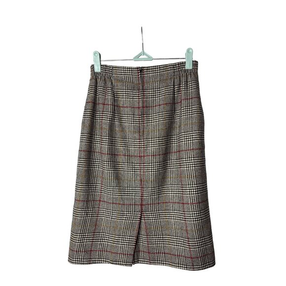 Norton McNaughton Midi Pencil Skirt Size 4 Elastic Waist Plaid Lined Vintage - Picture 2 of 4